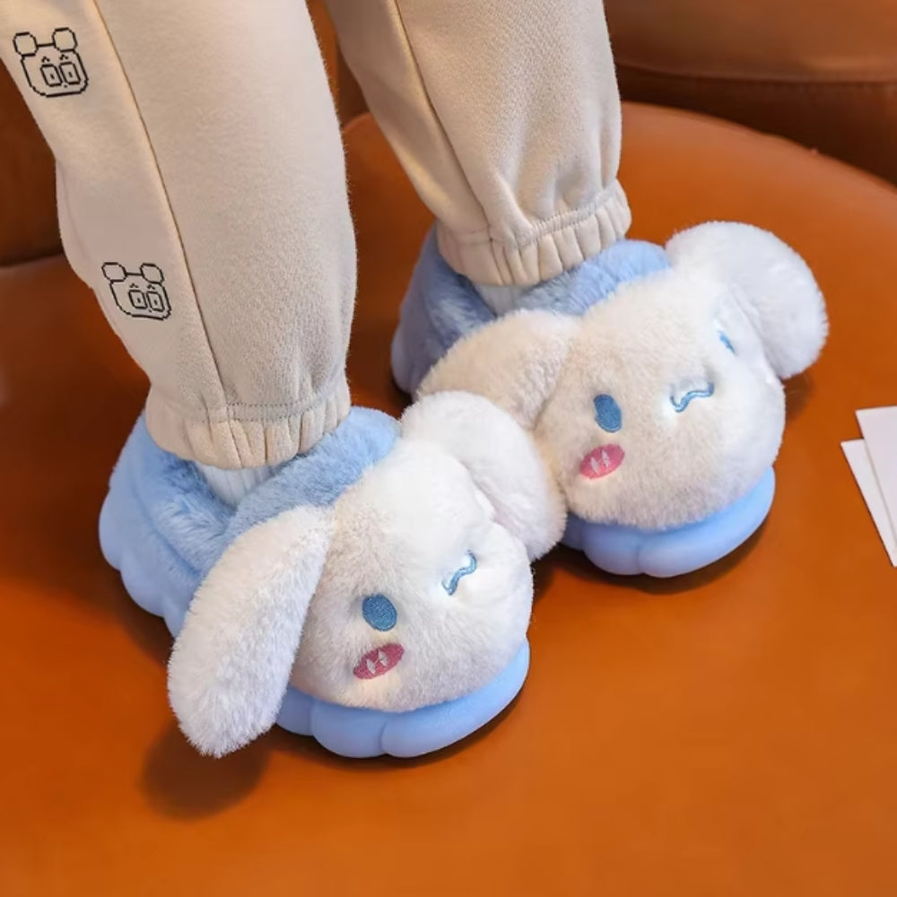 Pantoufles en peluche Lapin Bleu